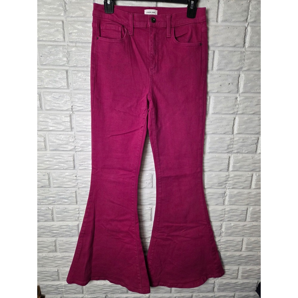 SNEAK PEEK Women's Jeans 5/W27 Pink Ultra Flare pants Denim Stretch High Rise